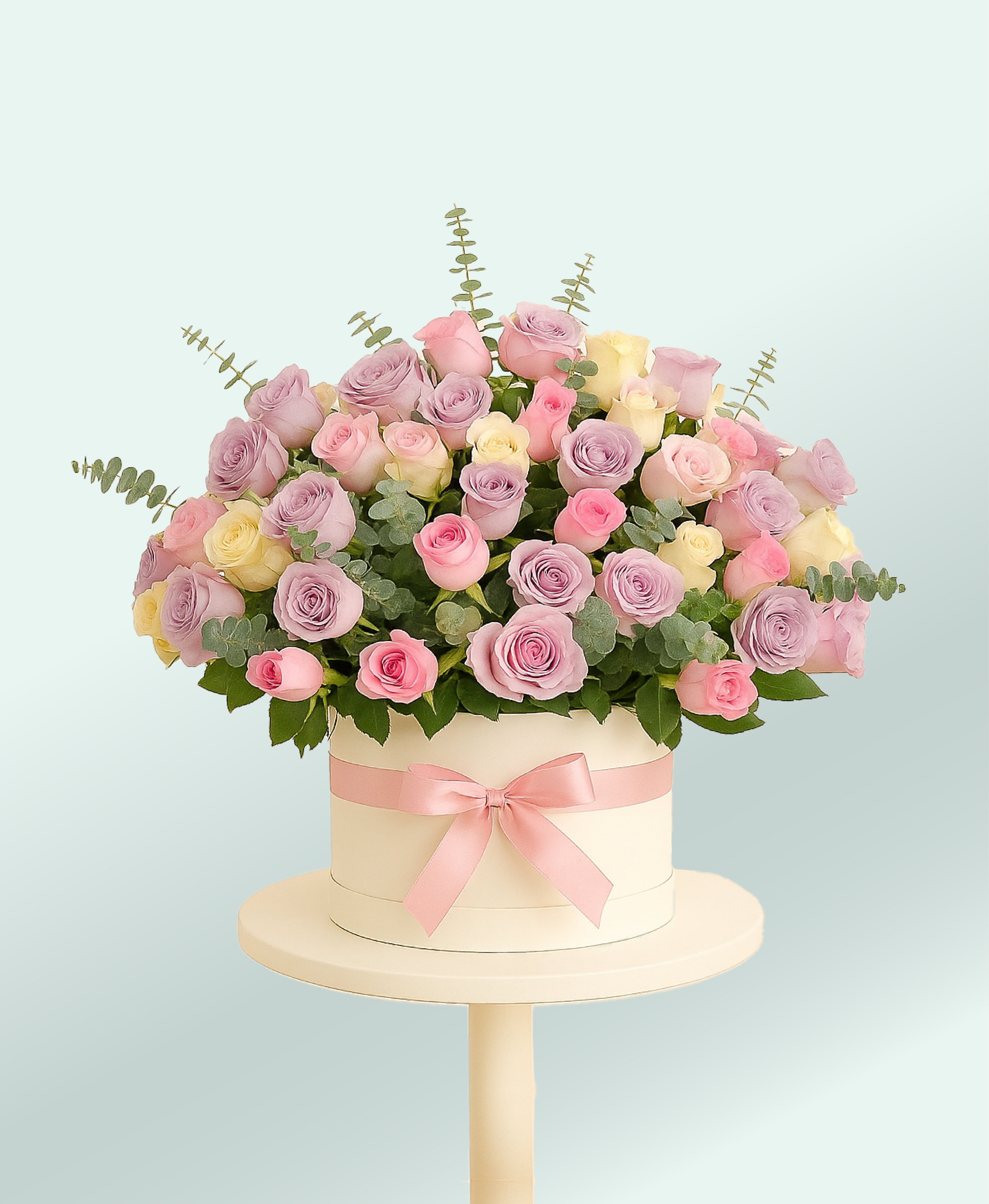 Lavender Dreams Bloom Box – Purple, Pink & White Roses
